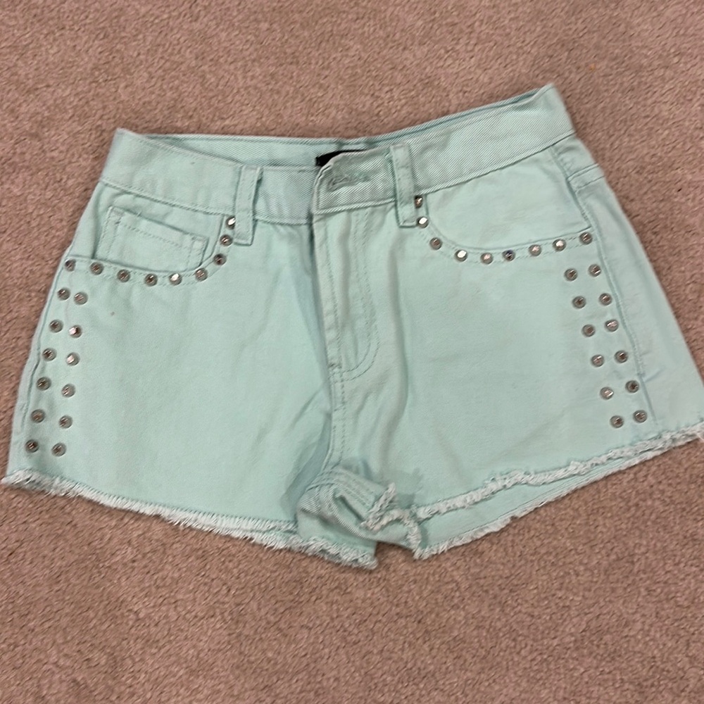Mint studded shorts